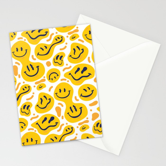 Yellow Dripping Smiley Faces Stationery Card Gallery Image 2