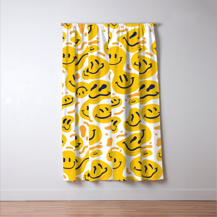 Yellow Dripping Smiley Faces Window Curtain Gallery Image 3