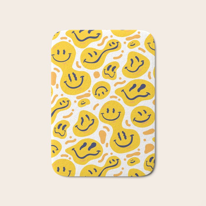 Yellow Dripping Smiley Faces Bath Mat Gallery Image 1