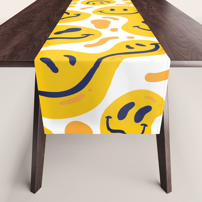 Yellow Dripping Smiley Faces Table Runner Gallery Image 1