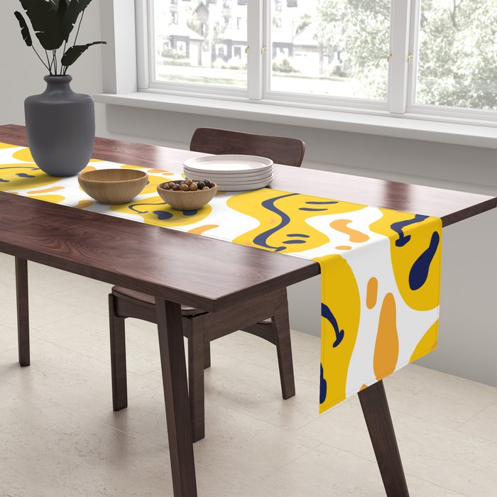 Yellow Dripping Smiley Faces Table Runner Gallery Image 2