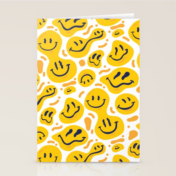 Yellow Dripping Smiley Faces Stationery Card Gallery Image 1