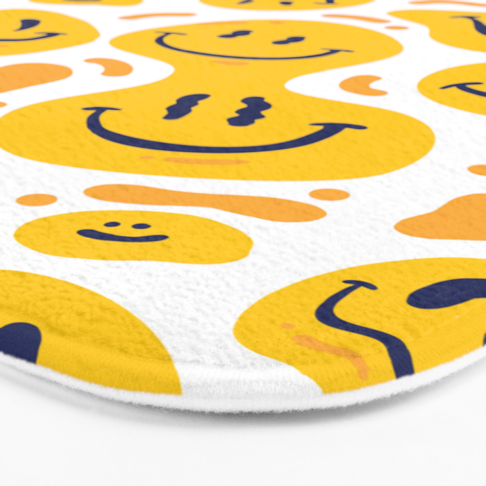 Yellow Dripping Smiley Faces Bath Mat Gallery Image 3
