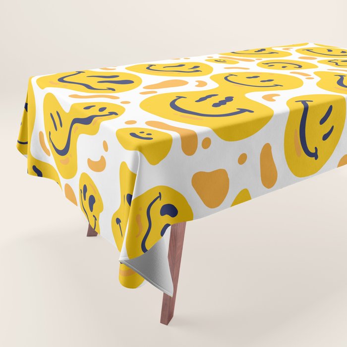 Yellow Dripping Smiley Faces Tablecloth Gallery Image 1