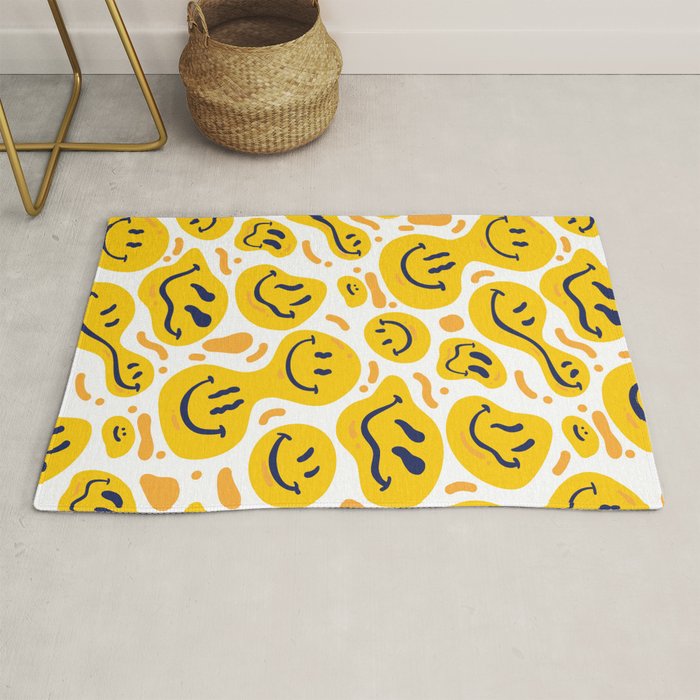 Yellow Dripping Smiley Faces Rug Gallery Image 1