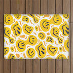 Yellow Dripping Smiley Faces Outdoor Rug Gallery Image 1