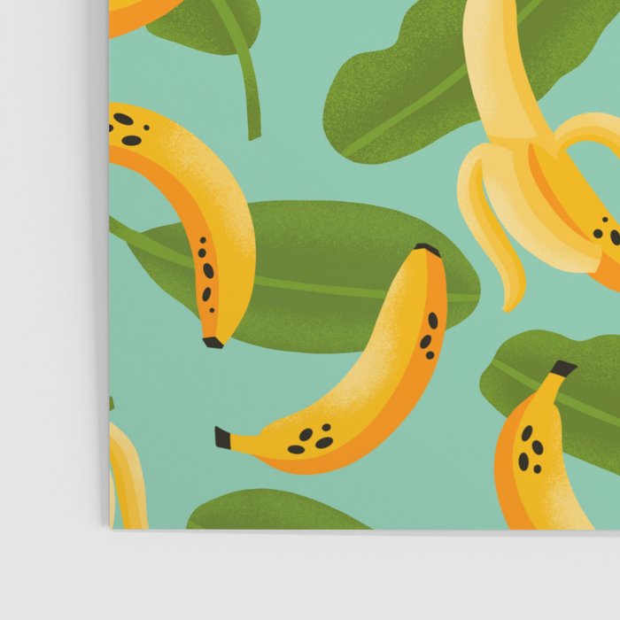 Banana Pattern on Aqua Blue Poster Gallery Image 3