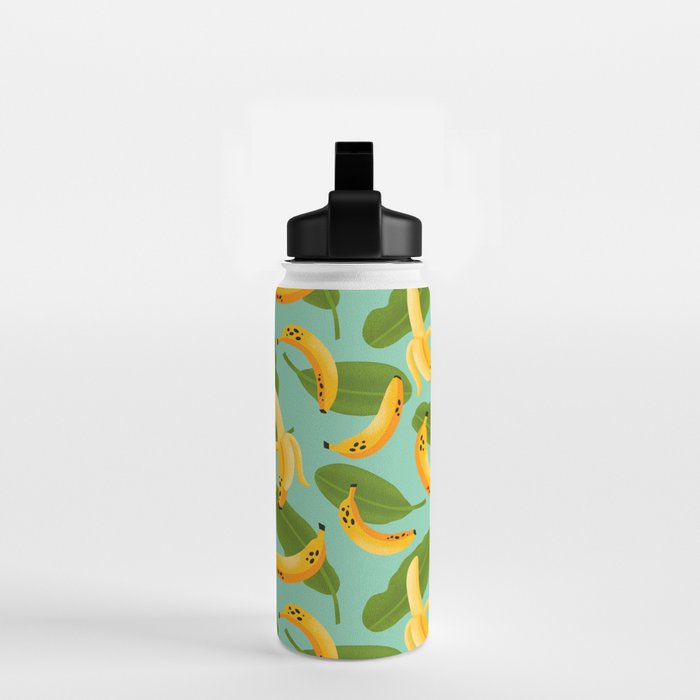 Banana Pattern on Aqua Blue Water Bottle Gallery Image 2