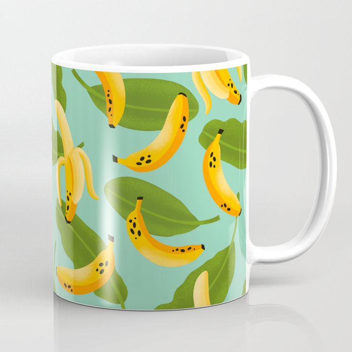 Banana Pattern on Aqua Blue Coffee Mug Gallery Image 1