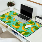 Banana Pattern on Aqua Blue Desk Mat Gallery Image 2