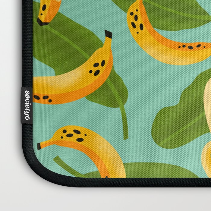 Banana Pattern on Aqua Blue Laptop Sleeve Gallery Image 3