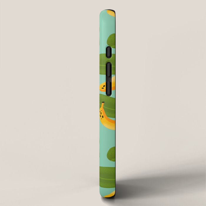 Banana Pattern on Aqua Blue iPhone Case Gallery Image 2