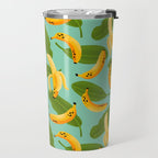 Banana Pattern on Aqua Blue Travel Mug Gallery Image 2