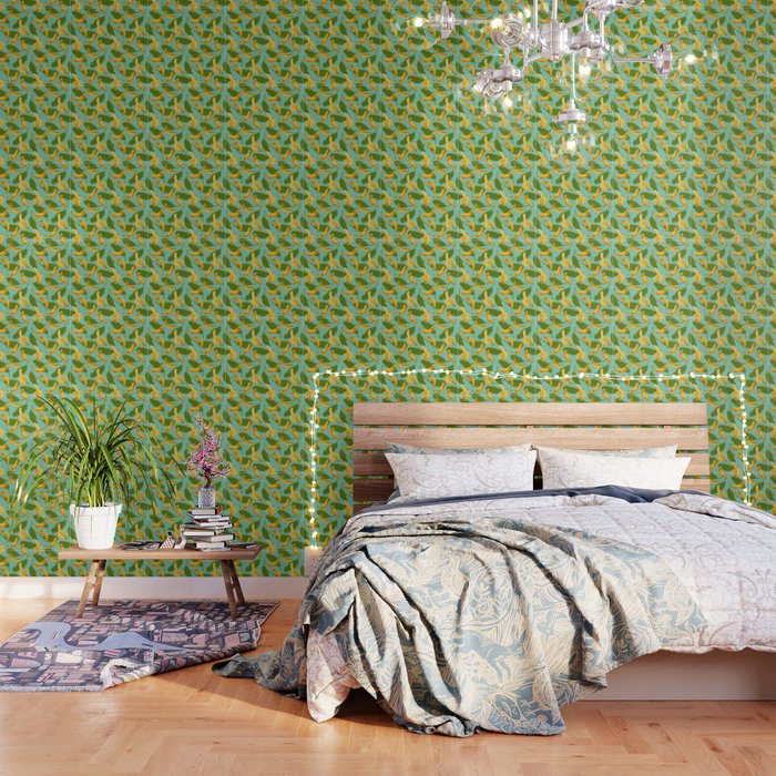 Banana Pattern on Aqua Blue Wallpaper Gallery Image 3