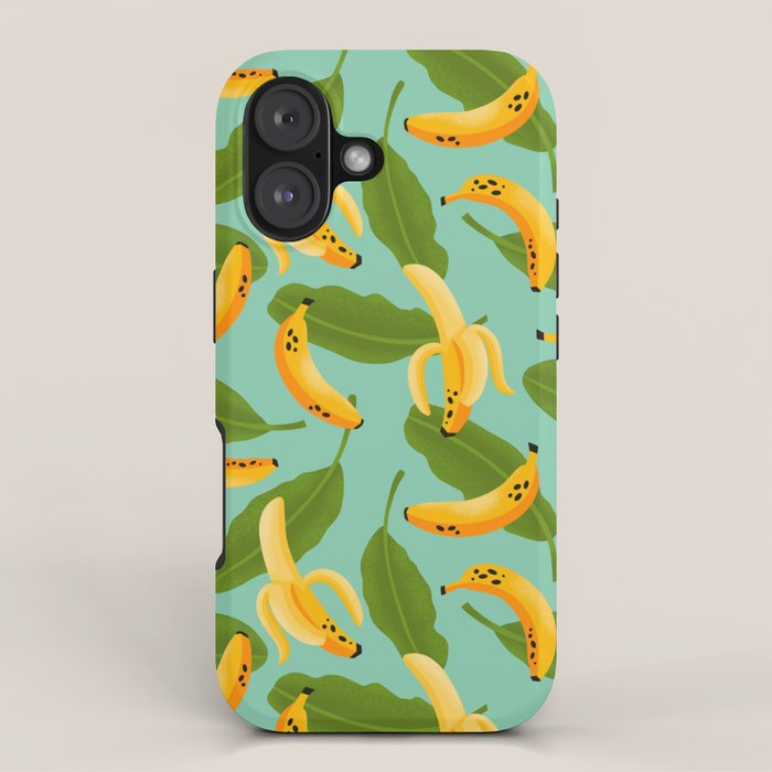 Banana Pattern on Aqua Blue iPhone Case Gallery Image 1