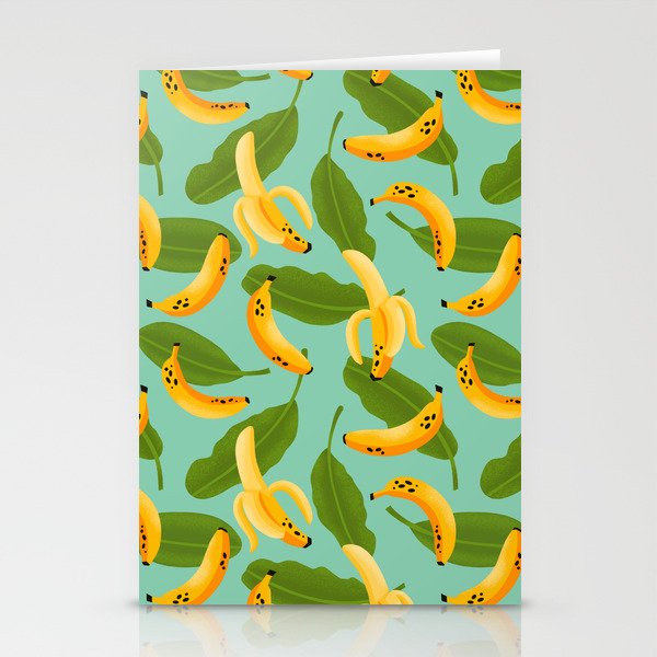 Banana Pattern on Aqua Blue Stationery Card Gallery Image 2