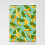Banana Pattern on Aqua Blue Stationery Card Gallery Image 2