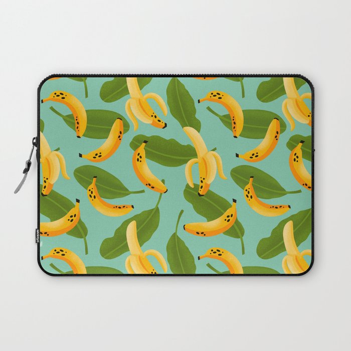 Banana Pattern on Aqua Blue Laptop Sleeve Gallery Image 1