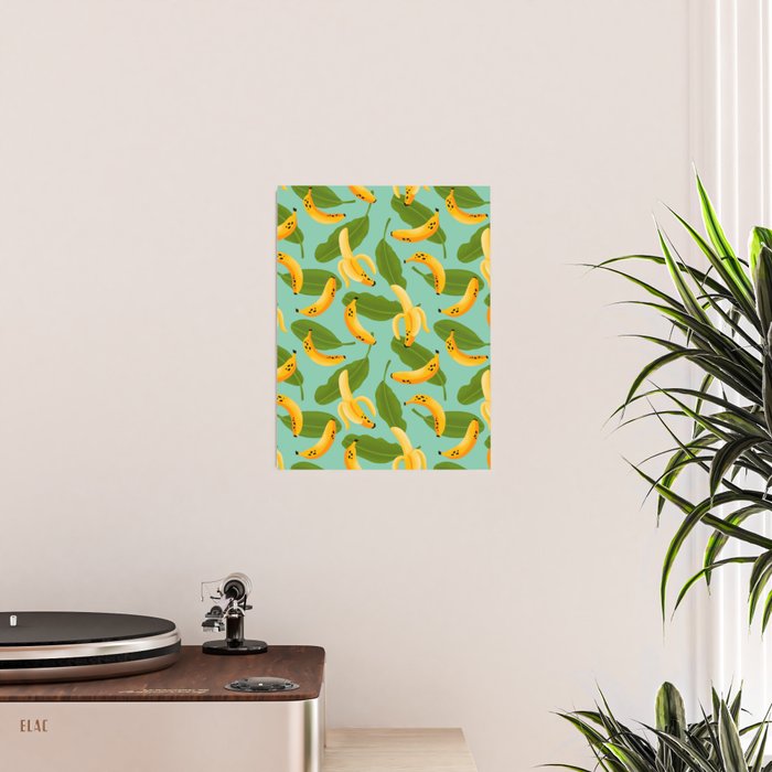 Banana Pattern on Aqua Blue Poster Gallery Image 2