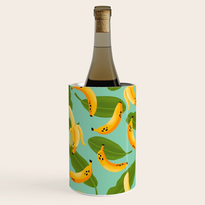 Banana Pattern on Aqua Blue Wine Chiller Gallery Image 3