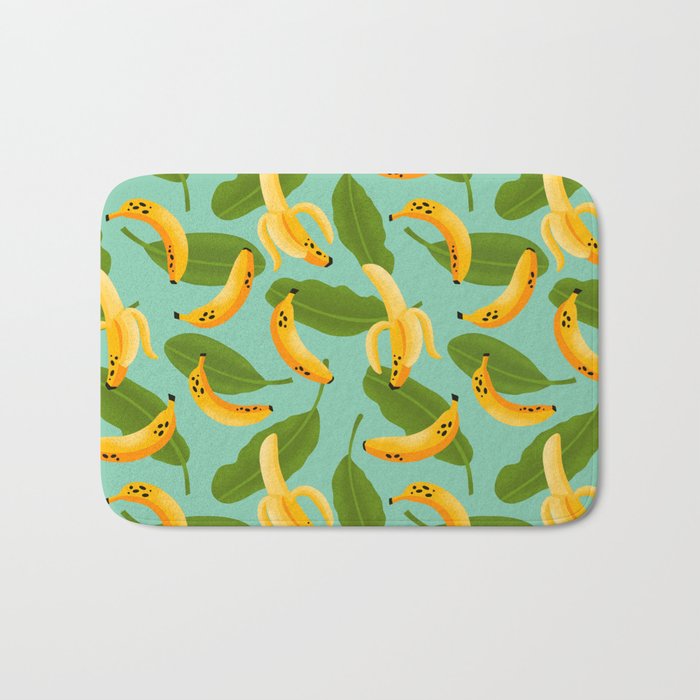 Banana Pattern on Aqua Blue Bath Mat Gallery Image 1