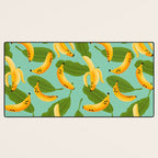 Banana Pattern on Aqua Blue Desk Mat Gallery Image 3