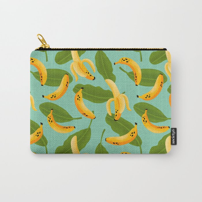 Banana Pattern on Aqua Blue Carry All Pouch Gallery Image 1