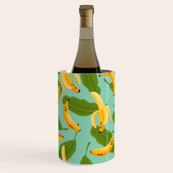 Banana Pattern on Aqua Blue Wine Chiller Gallery Image 1
