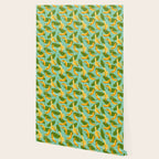 Banana Pattern on Aqua Blue Wallpaper Gallery Image 2