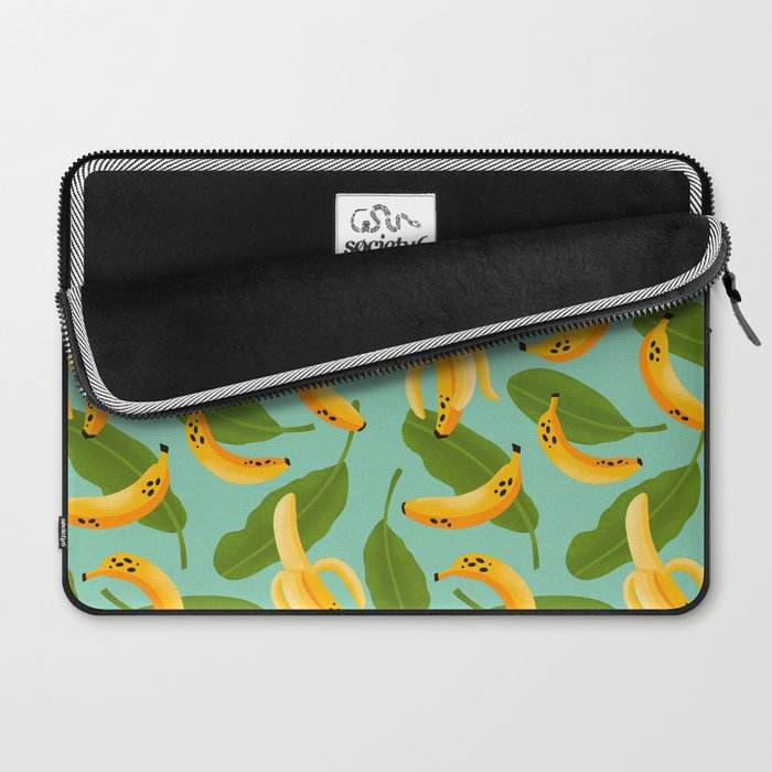 Banana Pattern on Aqua Blue Laptop Sleeve Gallery Image 2