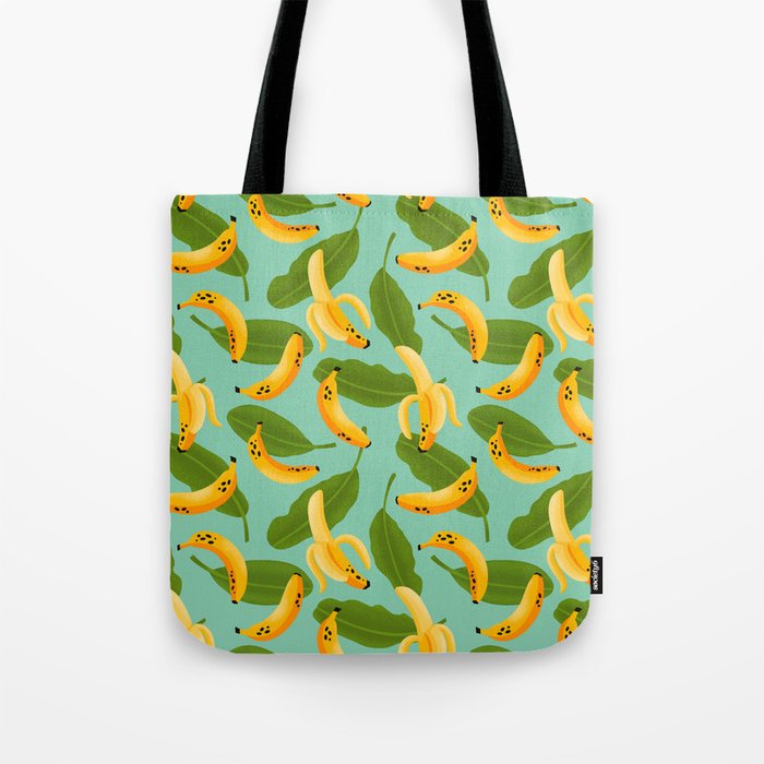 Banana Pattern on Aqua Blue Tote Bag Gallery Image 1