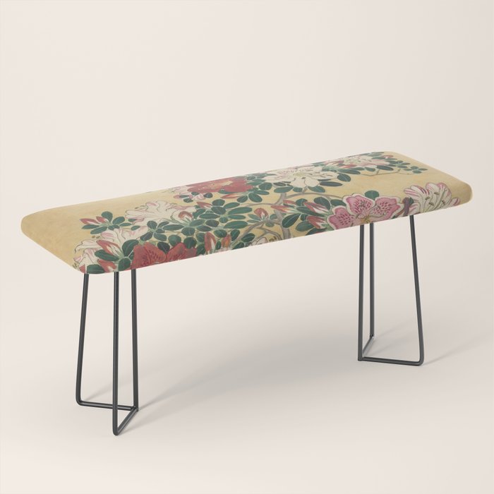 Vintage Flowers Azalea Japanese Painting Bench Gallery Image 1