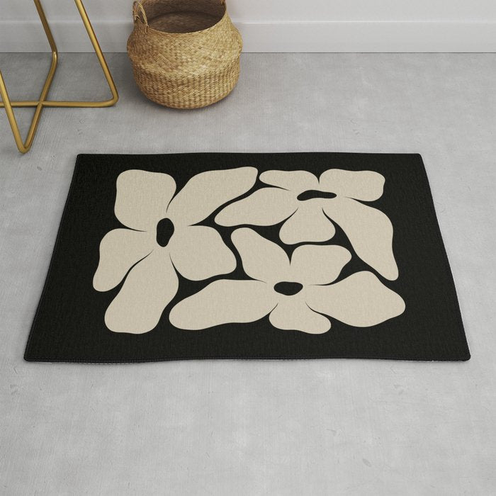 Vanilla Flower black Rug Gallery Image 1
