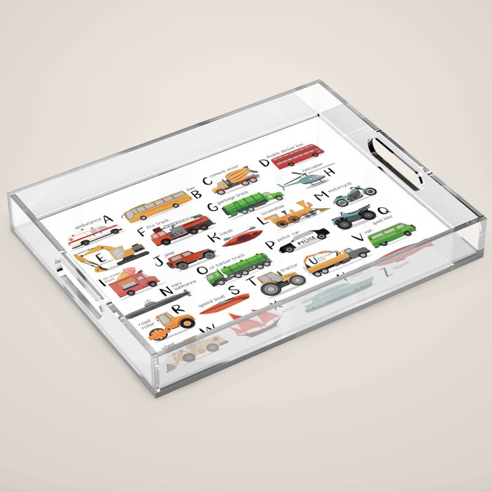 Transportation alphabet Acrylic Tray Gallery Image 1