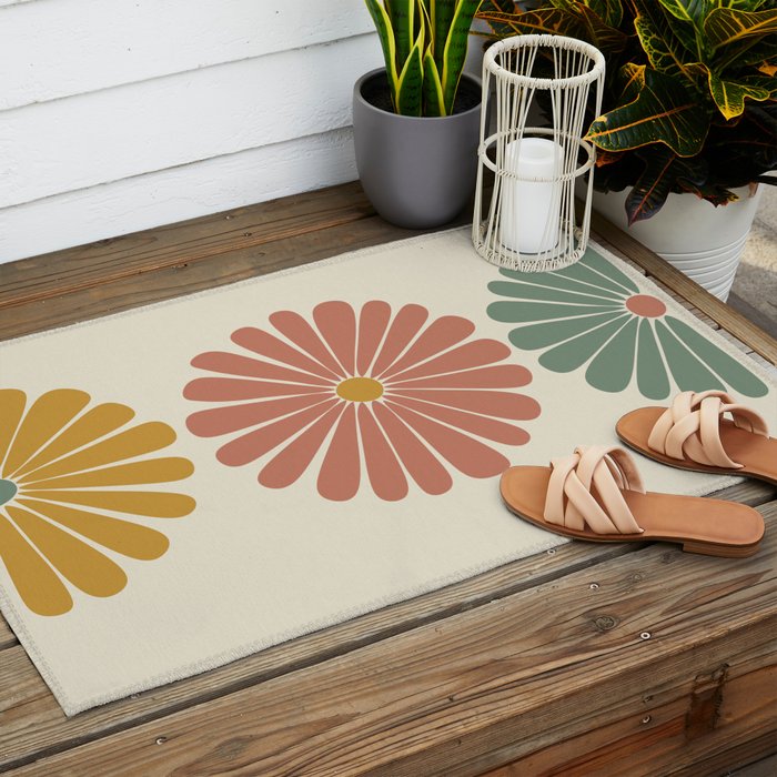 Retro Summer Daisies I Outdoor Rug Gallery Image 2