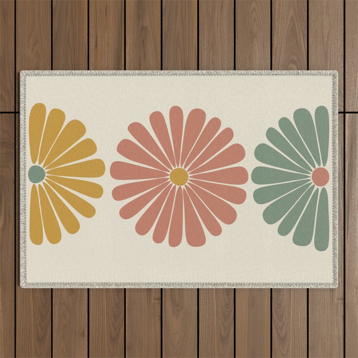 Retro Summer Daisies I Outdoor Rug Gallery Image 1