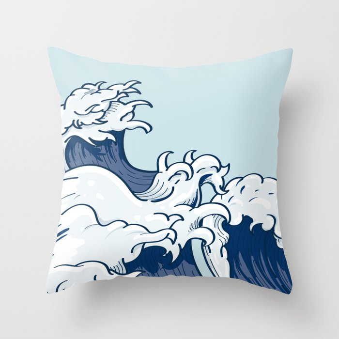 The Great Kanagawa Japanese Wave Throw Pillow Gallery Image 1