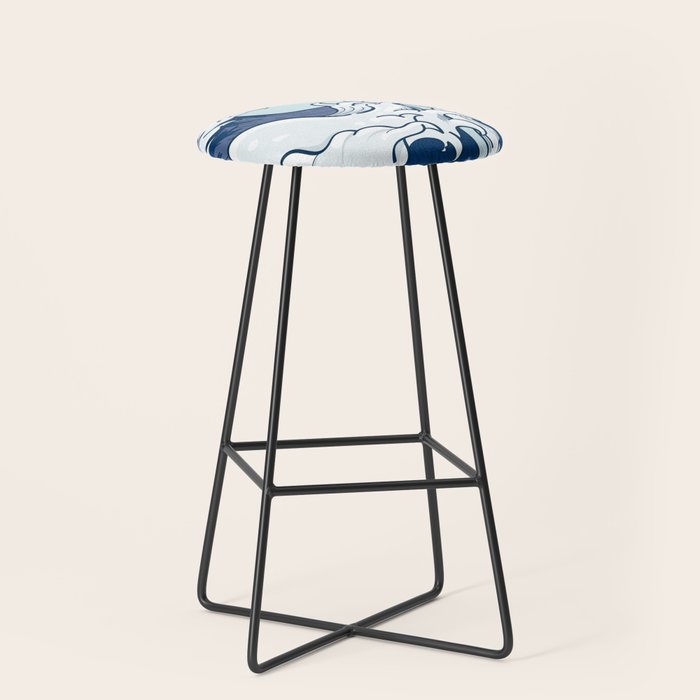 The Great Kanagawa Japanese Wave Stool Gallery Image 1