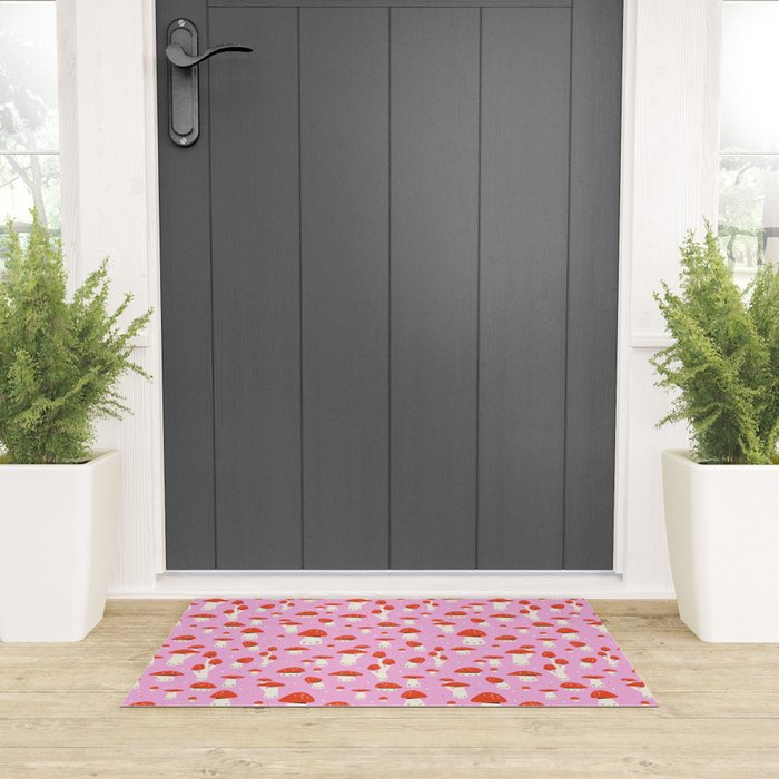 Cute Mushroom Pattern Welcome Mat Gallery Image 3
