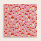 Cute Mushroom Pattern Wood Wall Art Gallery Image 1