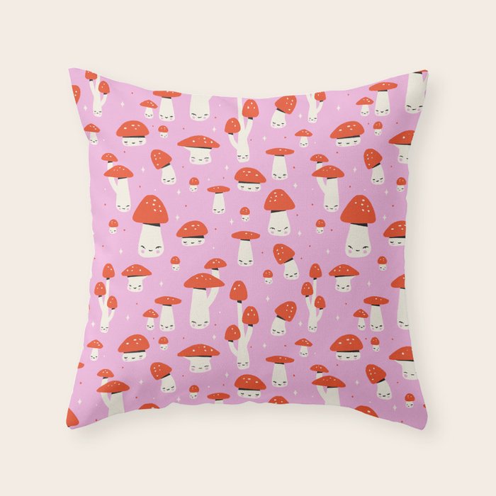 Cute Mushroom Pattern Throw Pillow Gallery Image 1