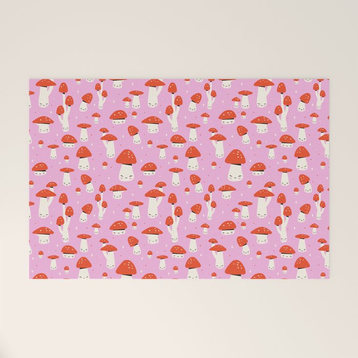 Cute Mushroom Pattern Welcome Mat Gallery Image 1