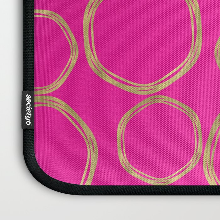 Hot Pink & Gold Circles Laptop Sleeve Gallery Image 3