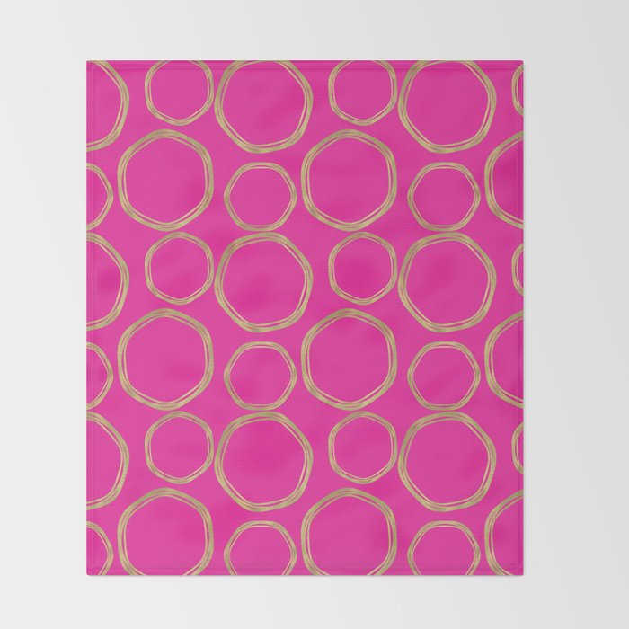 Hot Pink & Gold Circles Throw Blanket Gallery Image 2