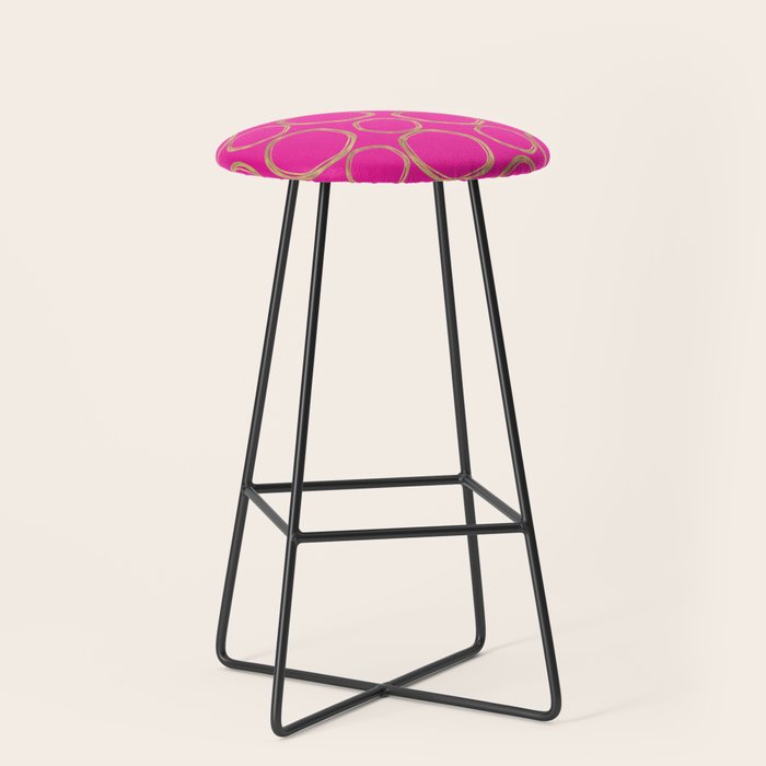 Hot Pink & Gold Circles Stool Gallery Image 1