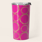 Hot Pink & Gold Circles Travel Mug Gallery Image 2