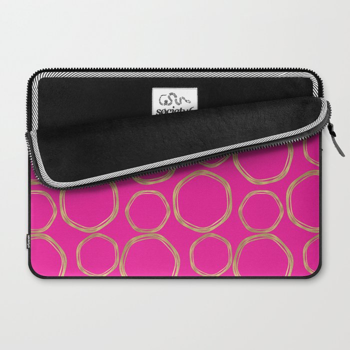 Hot Pink & Gold Circles Laptop Sleeve Gallery Image 2