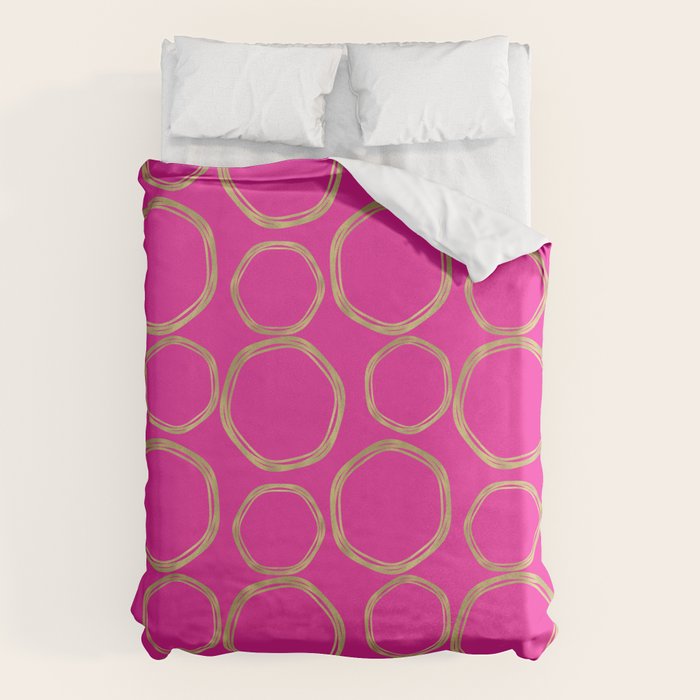 Hot Pink & Gold Circles Duvet Cover Gallery Image 1