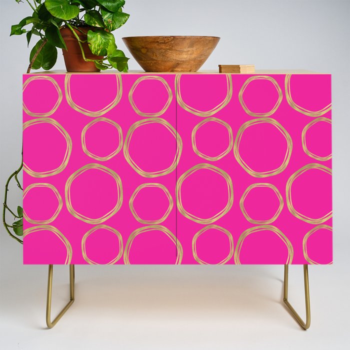 Hot Pink & Gold Circles Credenza Gallery Image 1