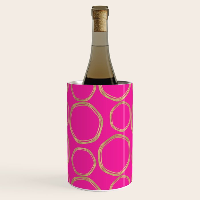 Hot Pink & Gold Circles Wine Chiller